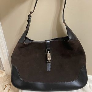 Vintage Gucci Jackie Hobo Bag in brown suede
